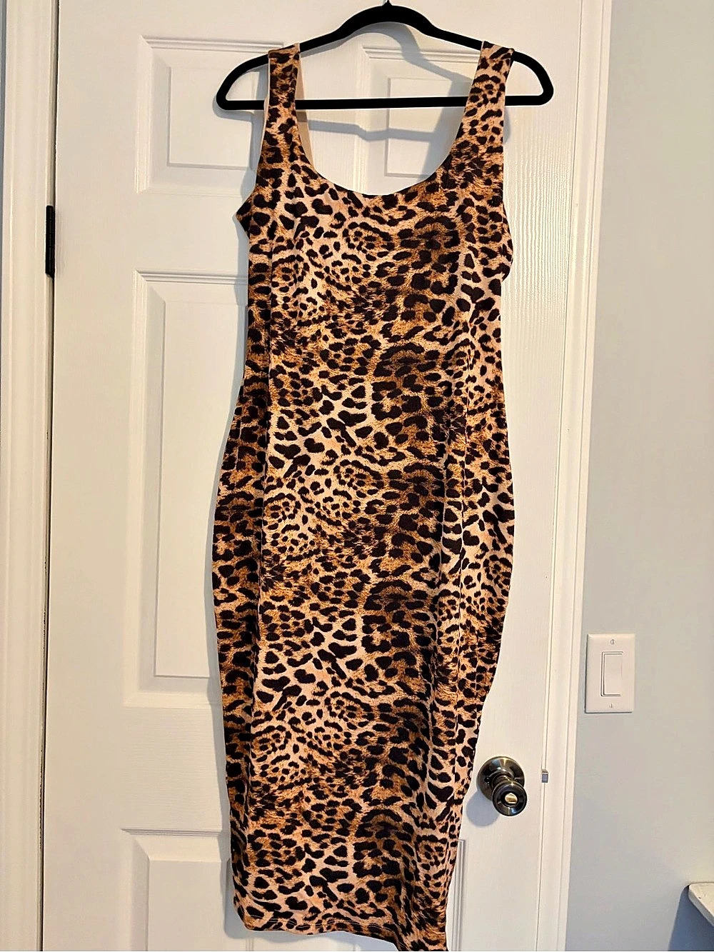 naked wardrobe Animal Print Midi Dress in Brown & Black Size 2X Like New